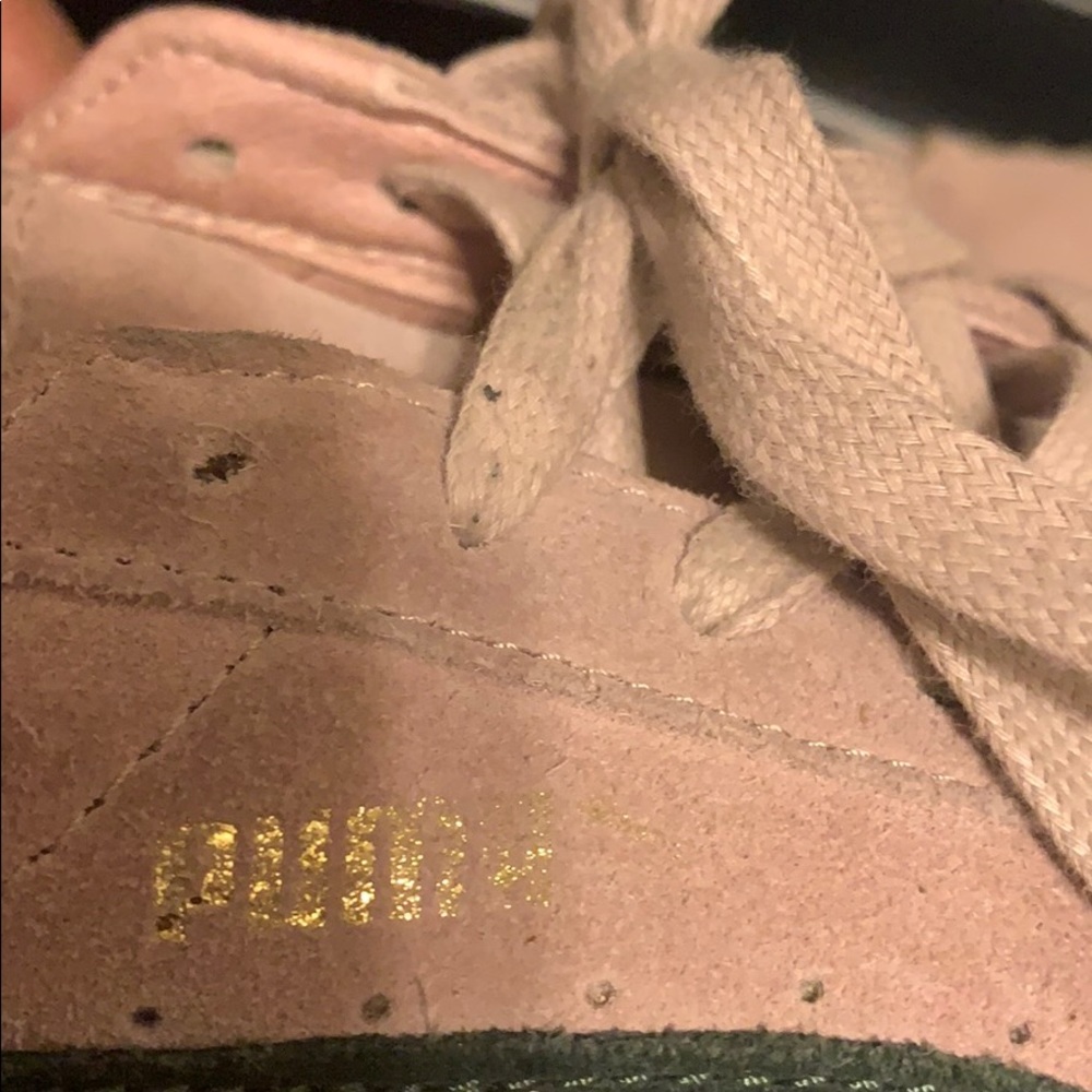 Pink and green fenty pumas